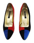Women's Escada 80s Color Block Court Heels in Multicolor Suede