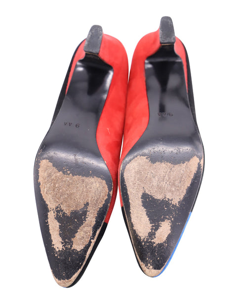 Women's Escada 80s Color Block Court Heels in Multicolor Suede