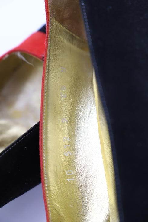 Women's Escada 80s Color Block Court Heels in Multicolor Suede
