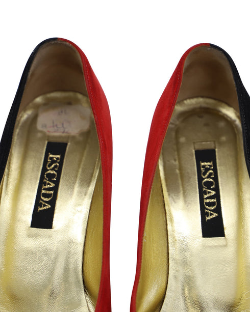 Women's Escada 80s Color Block Court Heels in Multicolor Suede