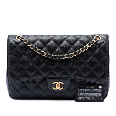 Classic Double Flap Bag Quilted Caviar Jumbo