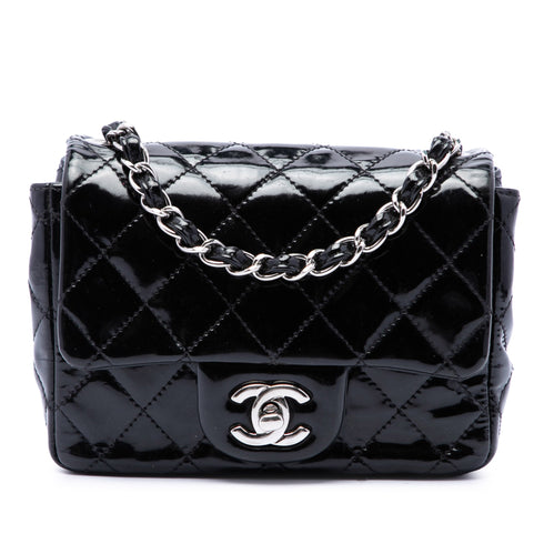 Square Classic Single Flap Bag Quilted Patent Mini