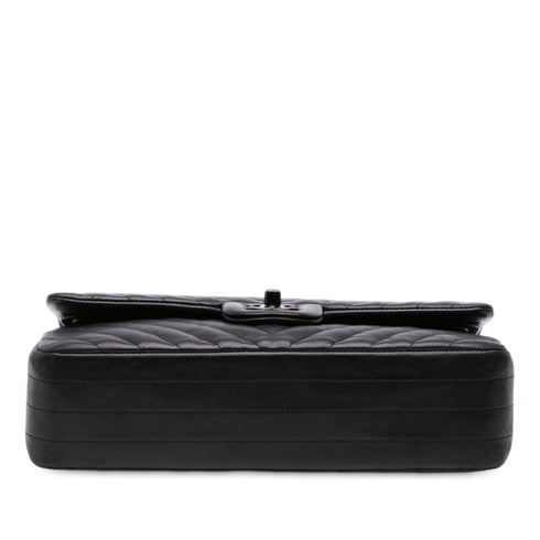 So Black Classic Double Flap Bag Chevron Lambskin Medium