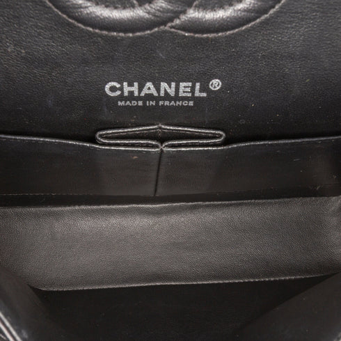 So Black Classic Double Flap Bag Chevron Lambskin Medium