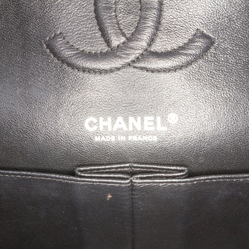 So Black Classic Double Flap Bag Chevron Lambskin Medium