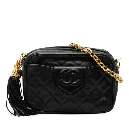 Vintage Front Pocket Camera Bag Quilted Leather Small