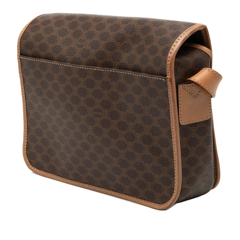 Vintage Saddle Flap Shoulder Bag Macadam Coated Canvas Small