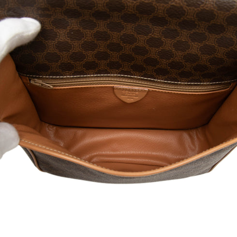 Vintage Saddle Flap Shoulder Bag Macadam Coated Canvas Small