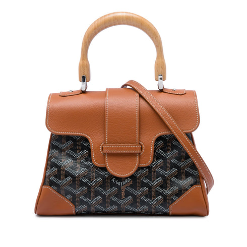 Saigon Top Handle Bag Coated Canvas with Leather Mini