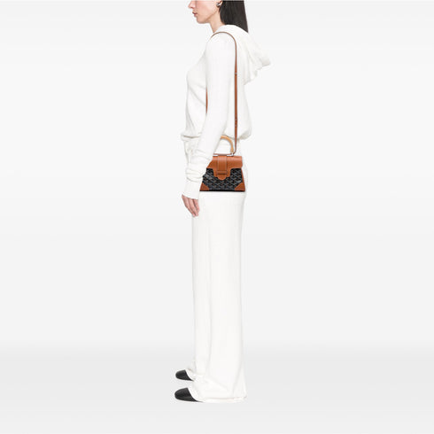 Saigon Top Handle Bag Coated Canvas with Leather Mini