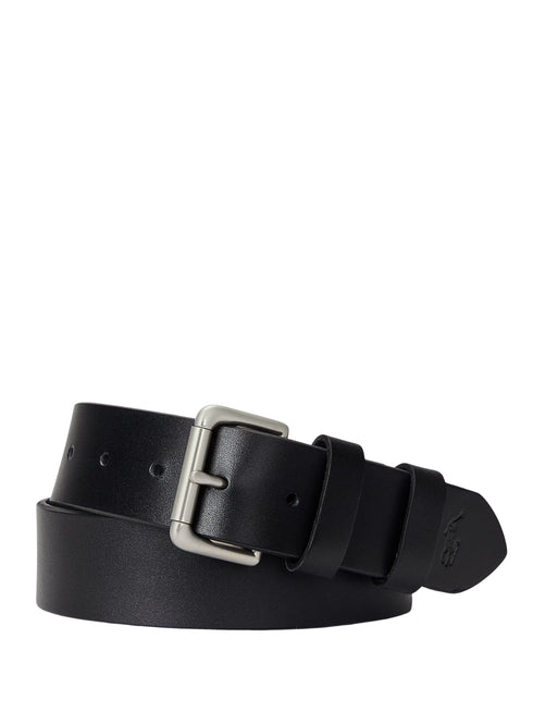 RALPH LAUREN Leather Roller-Buckle Belt Black