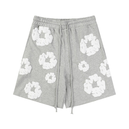 Denim Tears Outfit:T-shirt/Shorts (Separate Purchase Options) Puff Print Short Sleeve T-shirt Loose Couple Shorts Suit