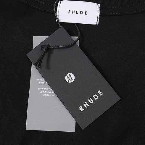 Rhude T-shirts Racing Tire Change Scene Printed Cotton Casual Short Sleeves Men and Women