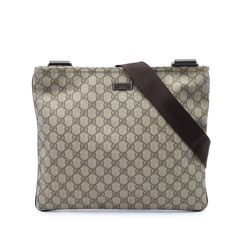 Zip Top Messenger Bag GG Coated Canvas Large