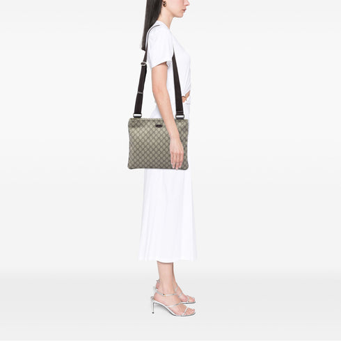 Zip Top Messenger Bag GG Coated Canvas Large