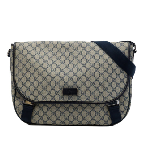Double Buckle Messenger Bag GG Coated Canvas Large
