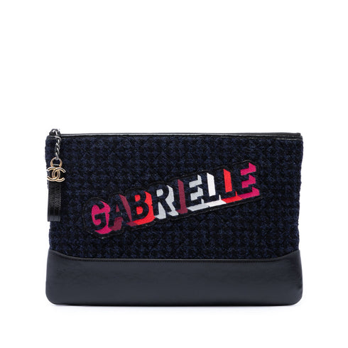 Gabrielle Logo Hobo Tweed and Calfskin Small