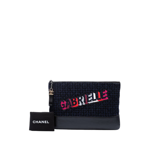Gabrielle Logo Hobo Tweed and Calfskin Small
