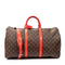 Keepall Bandouliere Bag Monogram Canvas with Coquelicot Leather Trim 50