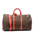Keepall Bandouliere Bag Monogram Canvas with Coquelicot Leather Trim 50