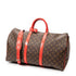 Keepall Bandouliere Bag Monogram Canvas with Coquelicot Leather Trim 50