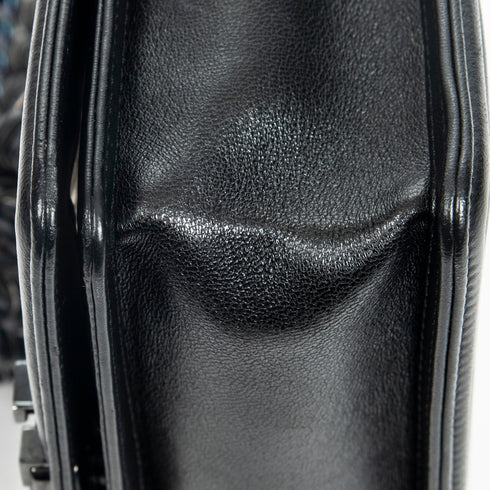 Boy Flap Bag Woven PVC with Lambskin Small