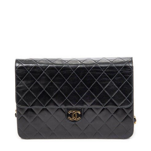 Vintage Clutch with Chain Quilted Leather Medium