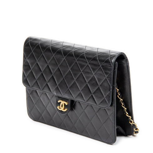 Vintage Clutch with Chain Quilted Leather Medium