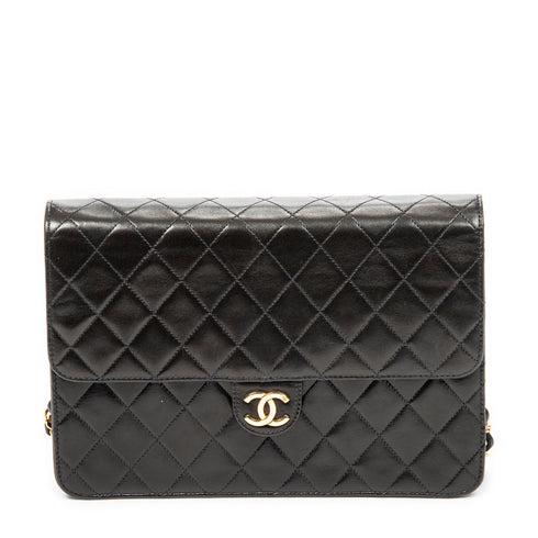 Vintage Clutch with Chain Quilted Leather Medium