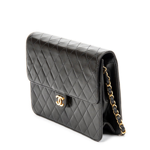 Vintage Clutch with Chain Quilted Leather Medium