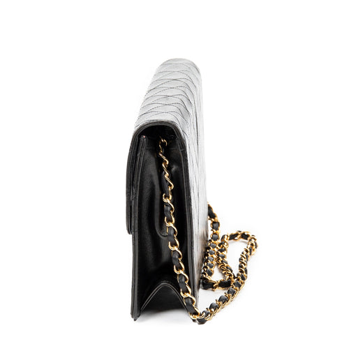 Vintage Clutch with Chain Quilted Leather Medium