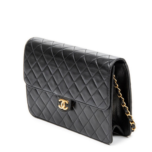 Vintage Clutch with Chain Quilted Leather Medium