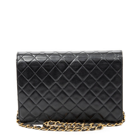 Vintage Clutch with Chain Quilted Leather Medium