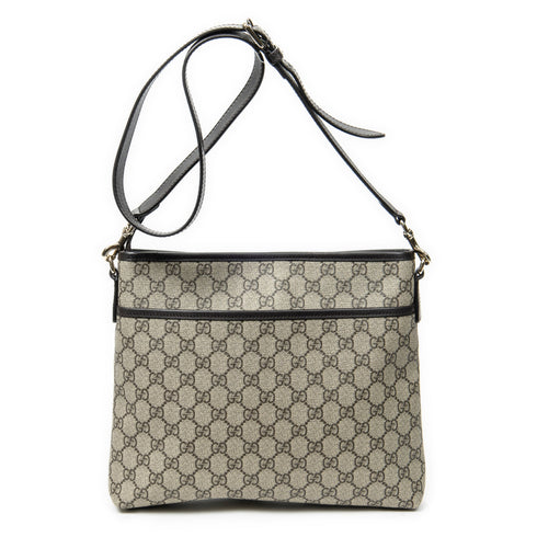Zip Top Messenger Bag GG Coated Canvas Medium
