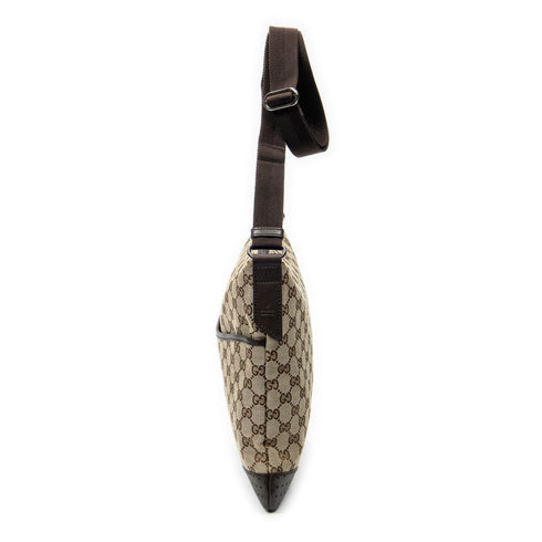 Zip Messenger Bag GG Canvas with Perforated Leather Medium