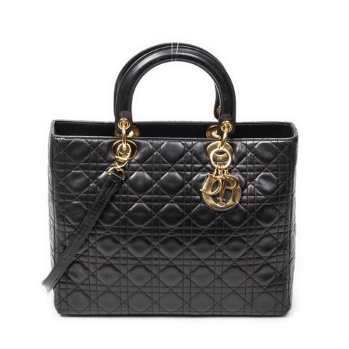 Vintage Lady Dior Bag Cannage Quilt Lambskin Large