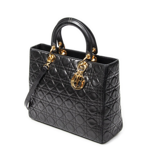 Vintage Lady Dior Bag Cannage Quilt Lambskin Large