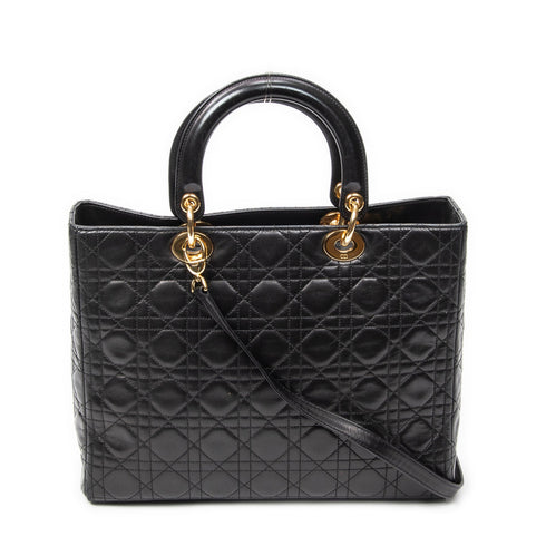Vintage Lady Dior Bag Cannage Quilt Lambskin Large