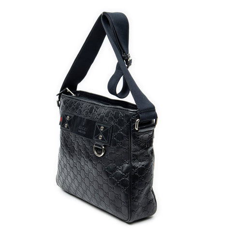 Web Loop Zip Top Messenger Guccissima Leather Medium
