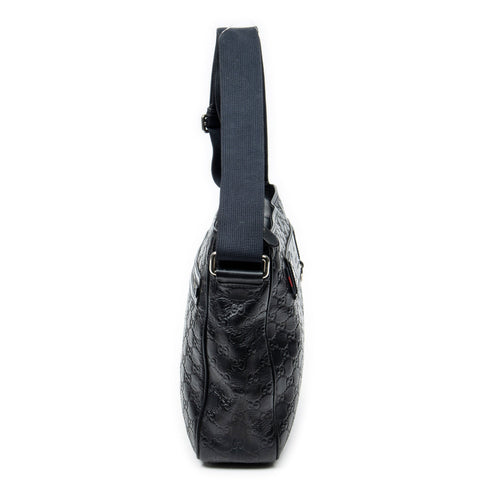 Web Loop Zip Top Messenger Guccissima Leather Medium