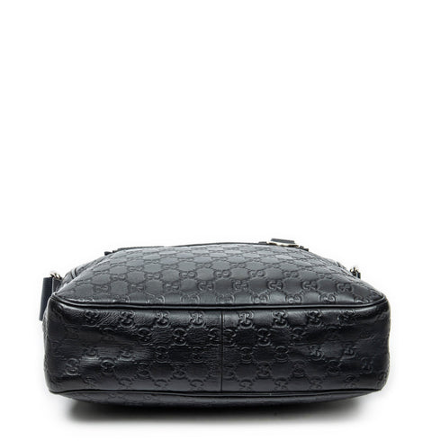 Web Loop Zip Top Messenger Guccissima Leather Medium