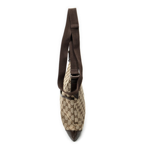 Zip Messenger Bag GG Canvas with Perforated Leather Medium