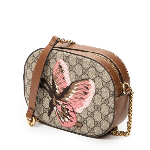Chain Crossbody Bag Embroidered GG Coated Canvas Mini