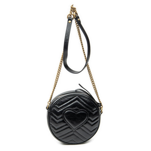 GG Marmont Round Shoulder Bag Matelasse Leather Mini
