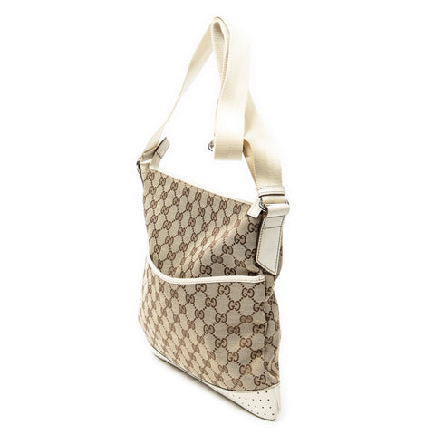 Zip Messenger Bag GG Canvas with Perforated Leather Medium