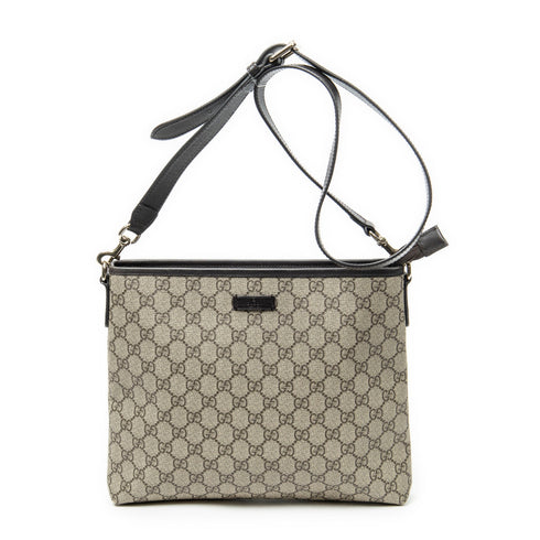 Zip Top Messenger Bag GG Coated Canvas Medium