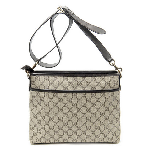 Zip Top Messenger Bag GG Coated Canvas Medium