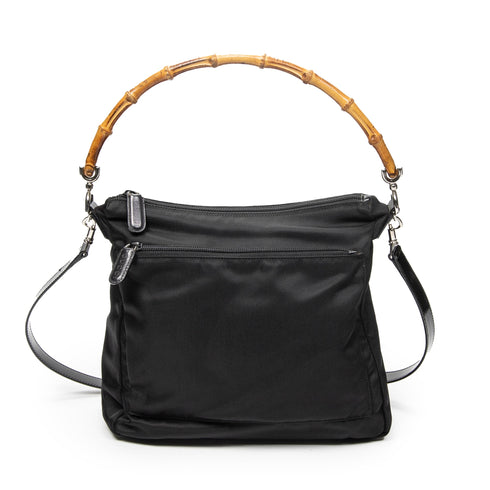 Vintage Convertible Bamboo Top Handle Bag Leather Medium