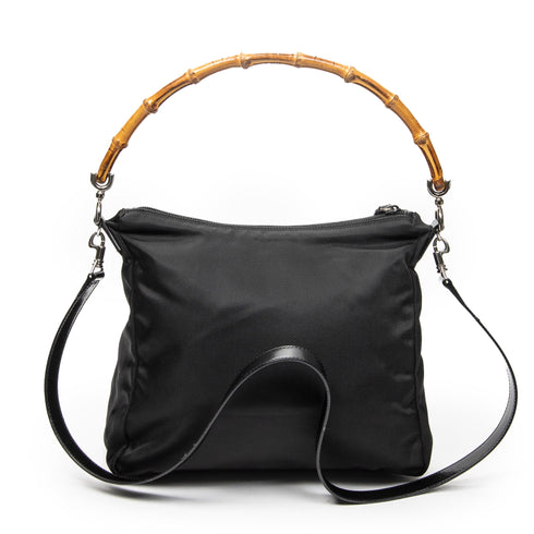 Vintage Convertible Bamboo Top Handle Bag Leather Medium
