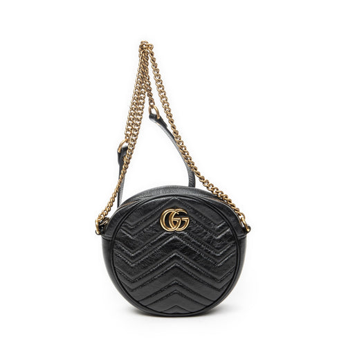 GG Marmont Round Shoulder Bag Matelasse Leather Mini